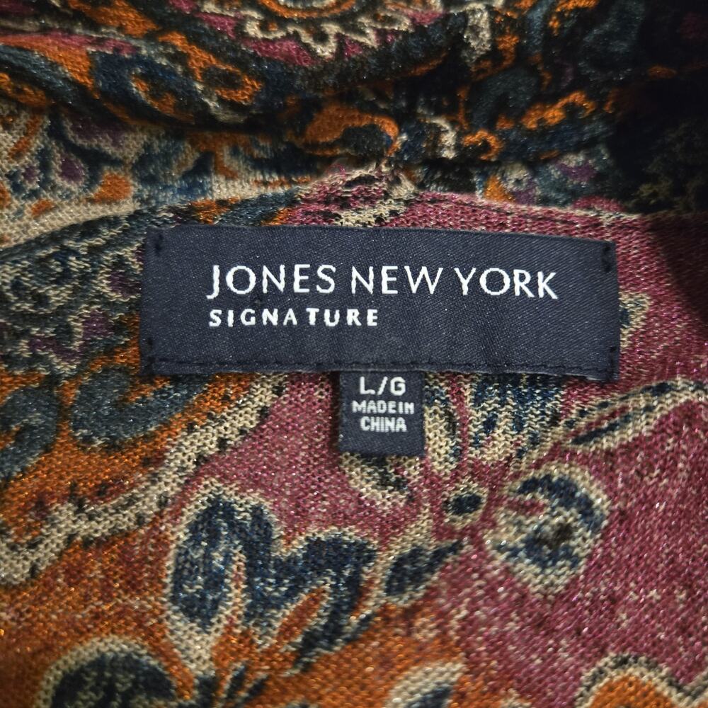 Jones New York Open Cardigan Size L Boho Drape Pink Purple Yellow Paisley Gypsy - Picture 5 of 8